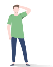 悩んでる若い男性のイラスト