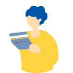 通帳を持つ人のイラスト