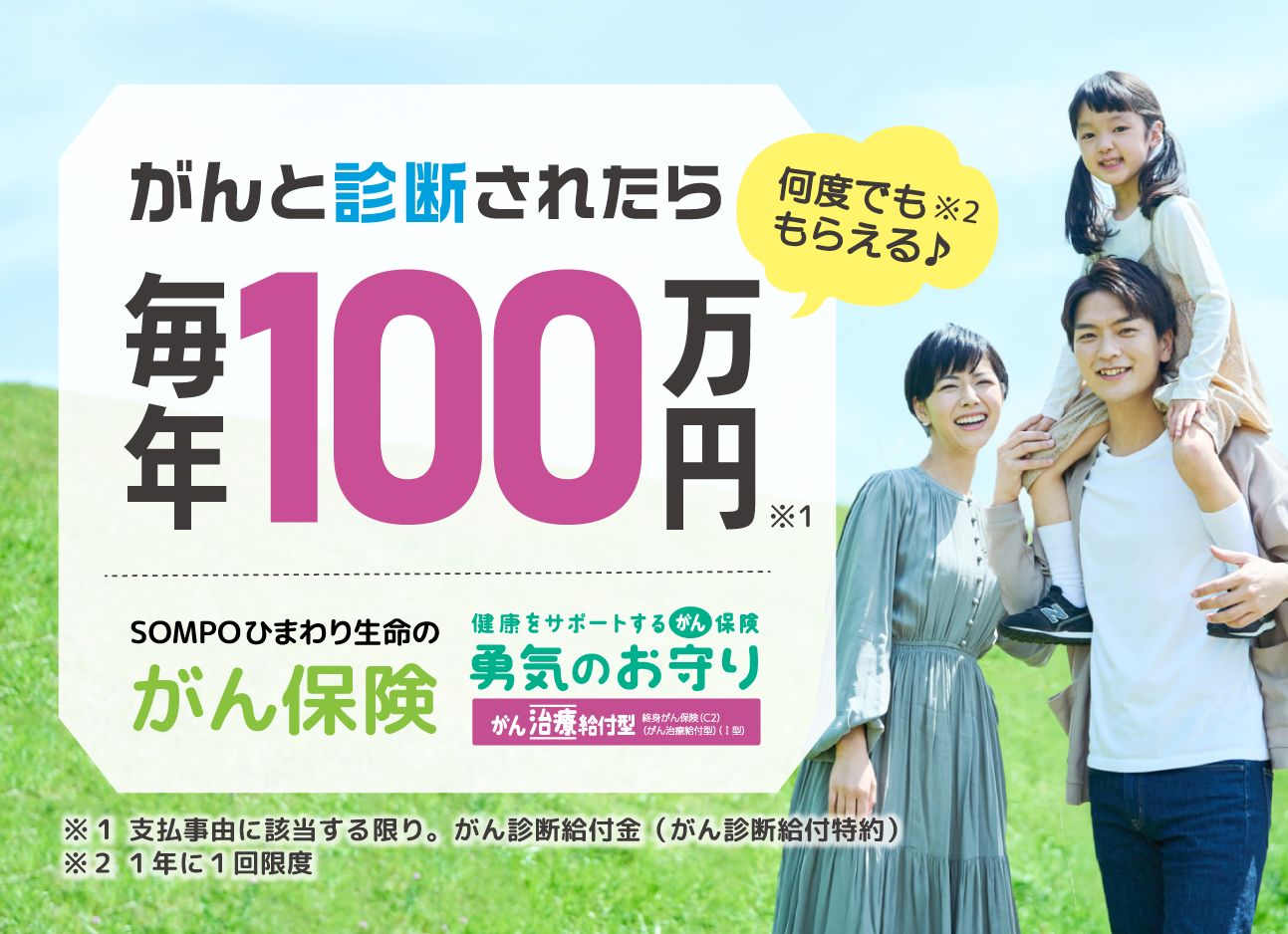 健康をサポートするがん保険 勇気のお守り（通販） - | SOMPOひまわり生命