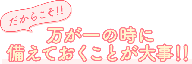 だからこそ!! 万が一の時に備えておくことが大事!!