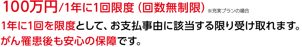 100万円/1年に1回限度（回数無制限）