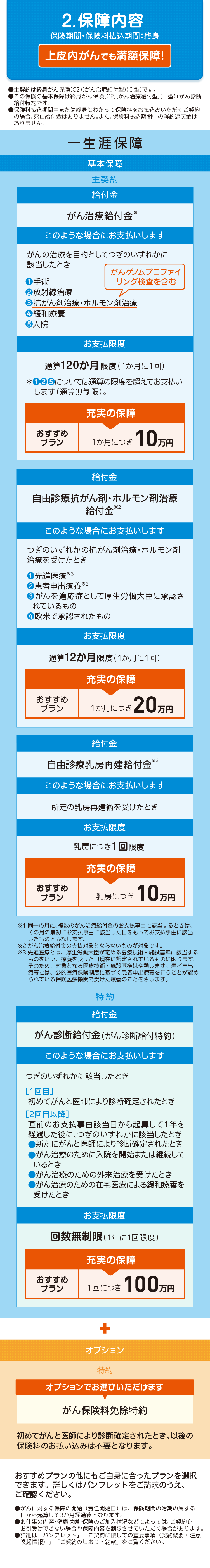 健康をサポートする「がん保険」勇気のお守り　保障内容