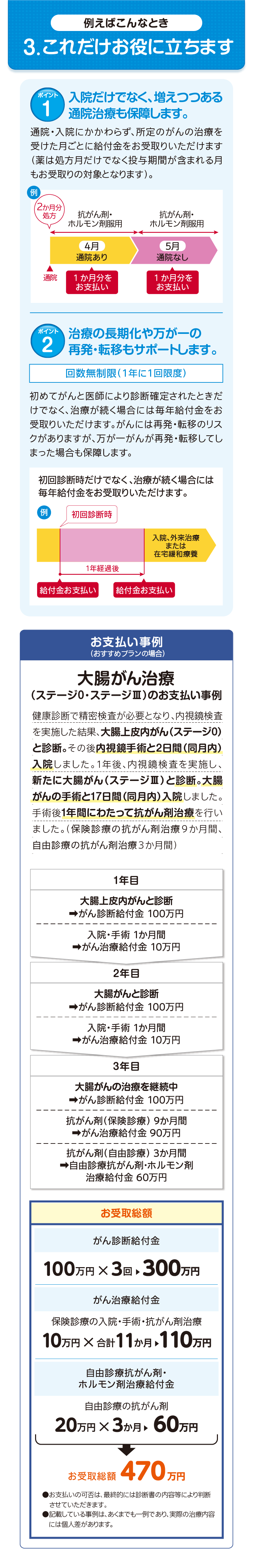 健康をサポートする「がん保険」勇気のお守り　例えばこんな時これだけお役に立ちます