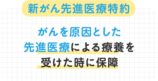 新がん先進医療特約 がんを原因とした先進医療による療養を受けた時に保障