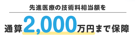 先進医療の技術料相当額を通算2,000万円まで保障